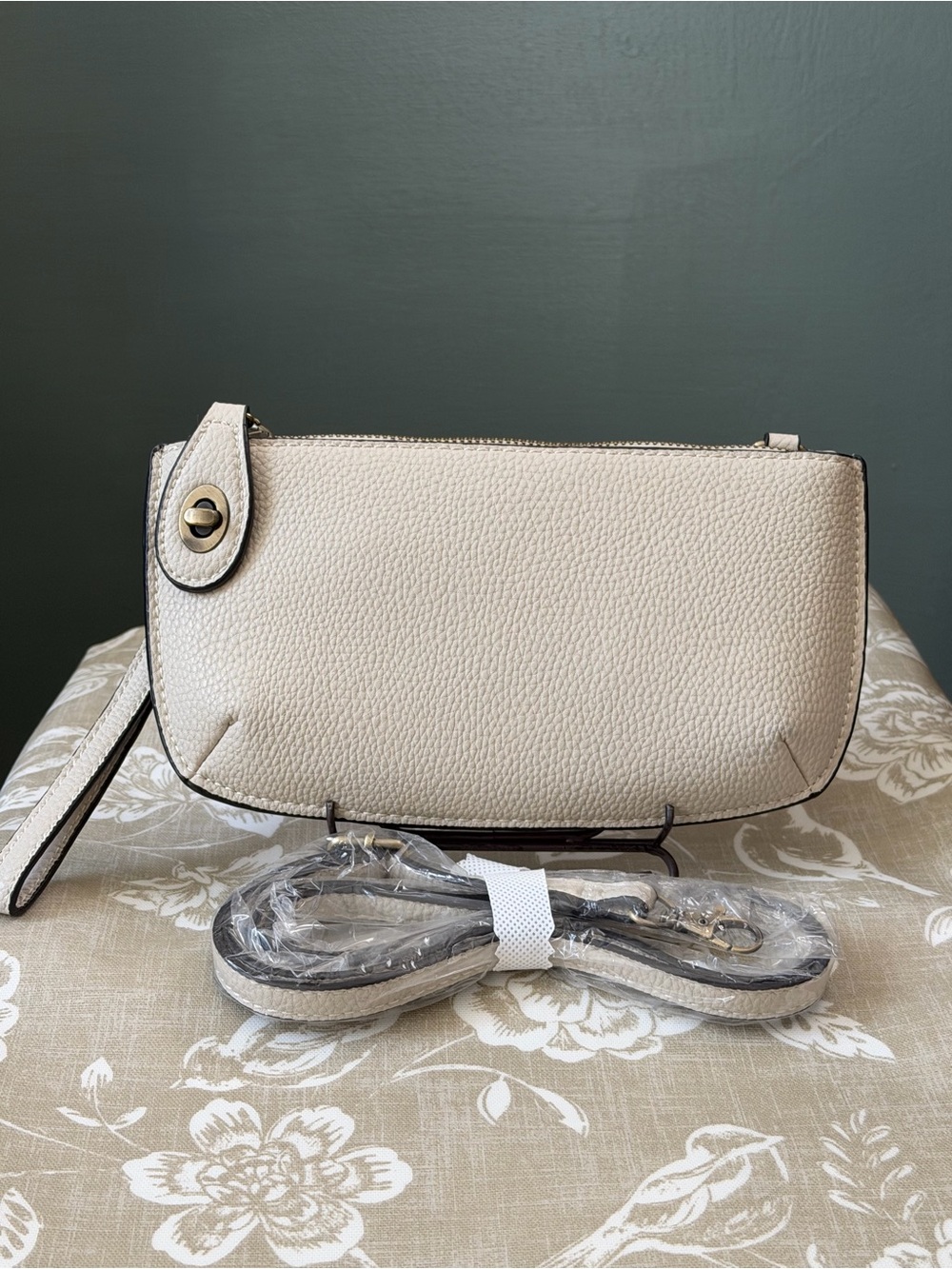 Joy Susan Convertible Wristlet Crossbody Clutch Ivory/Bone Vegan Leather